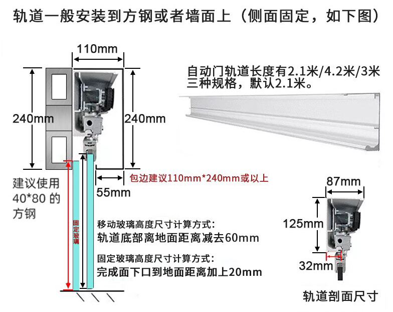 125自動門電機軌道尺寸