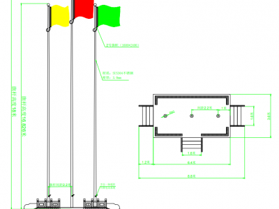 三根旗桿加漢白玉旗臺設(shè)計效果圖圖1