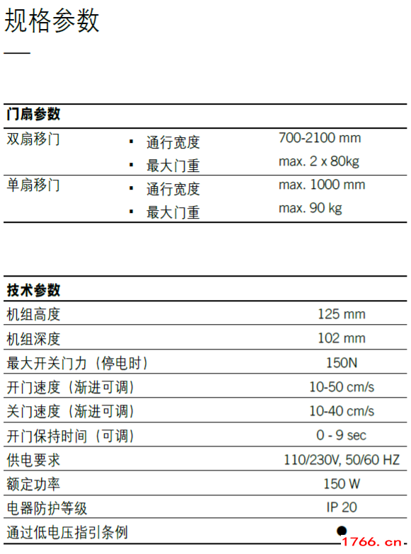 多瑪ES68自動門規(guī)格參數(shù)