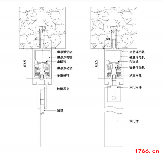 磁懸浮自動(dòng)玻璃門(mén)安裝結(jié)構(gòu)